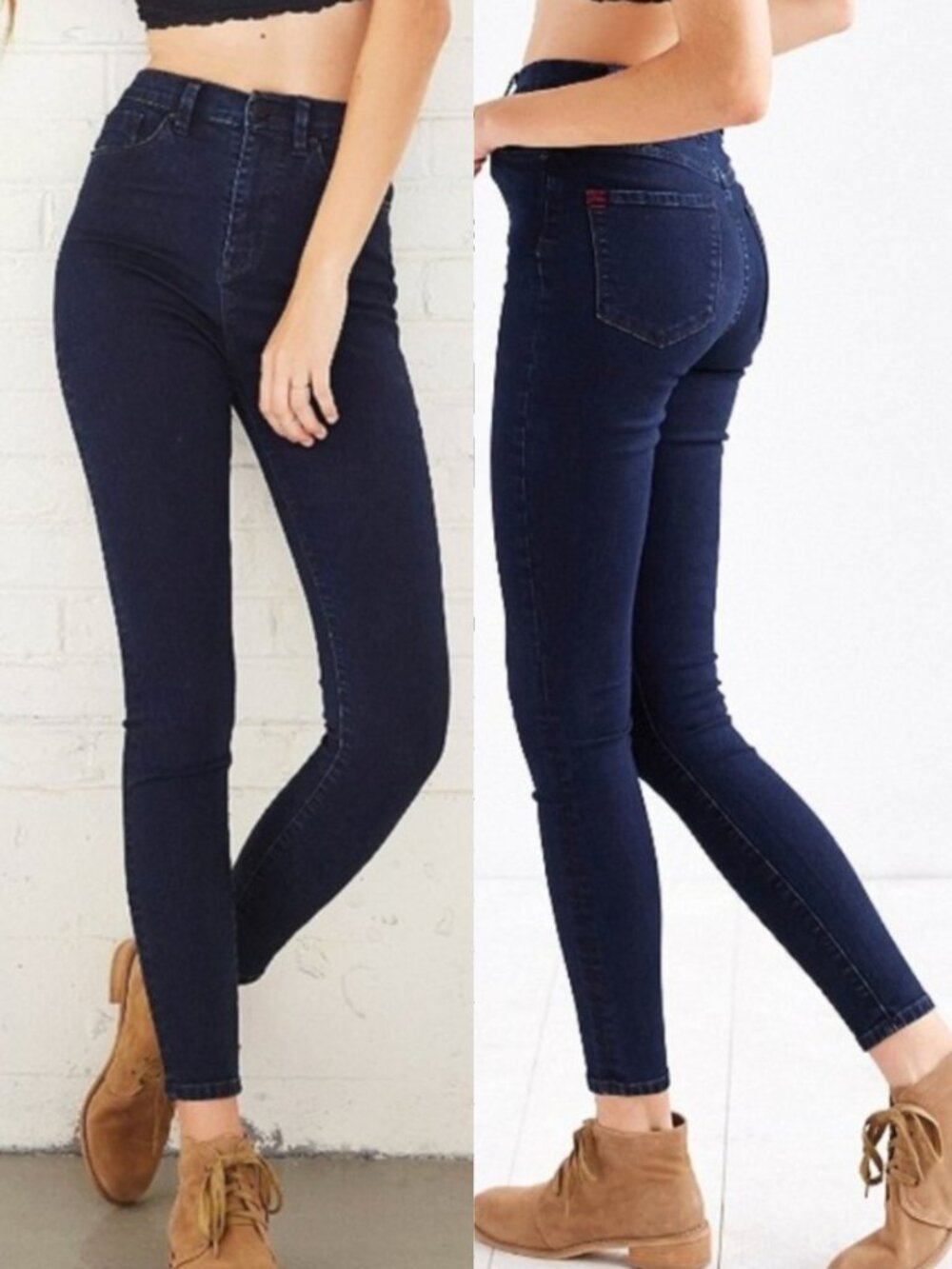 BDG URBAN OUTFITTERS High Rise Twig Grazer Jeans Dark Skinny Cropped Crop Ankle